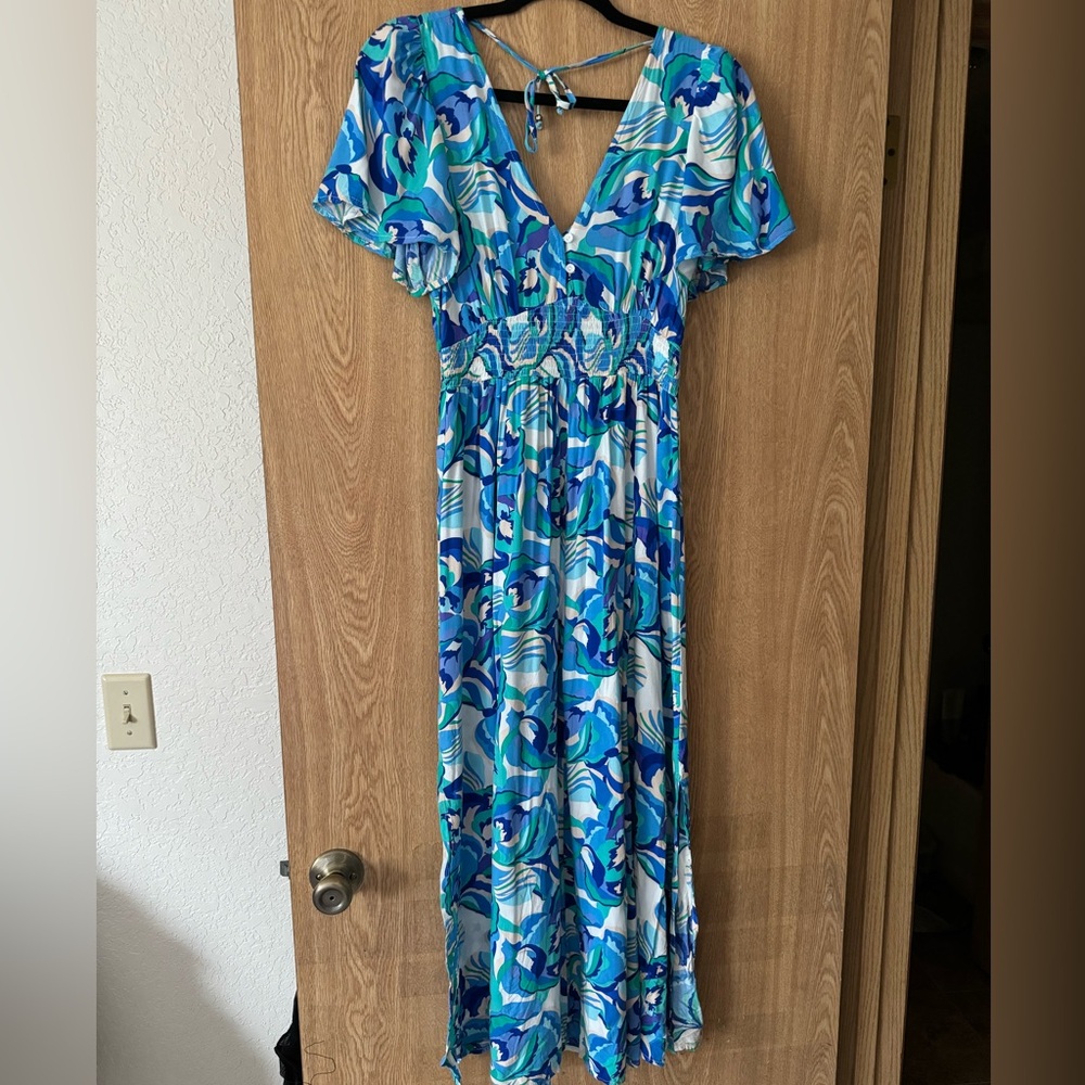 Abel the Label blue multicolor maxi dress